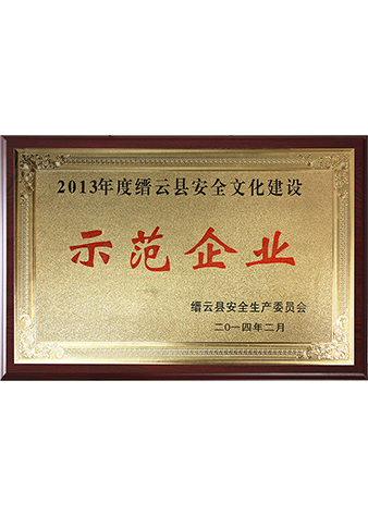 2013年缙云县安全文化建设示范企业